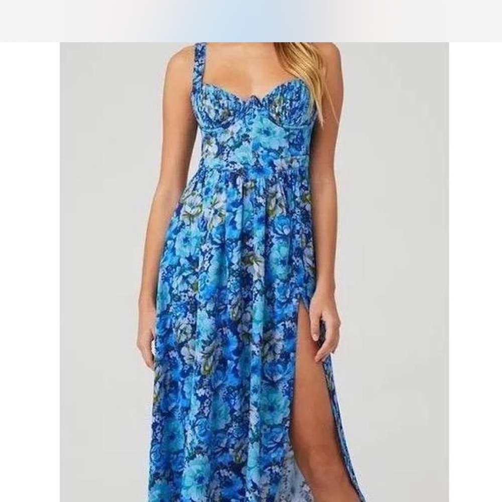 Floral Blue Midi Dress